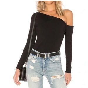 Susana Monaco Black One-Shoulder Blouse